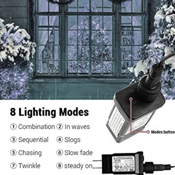 LED String Lights, 72ft 200 LED Fairy Lights, 8 lägen, lågvolta White