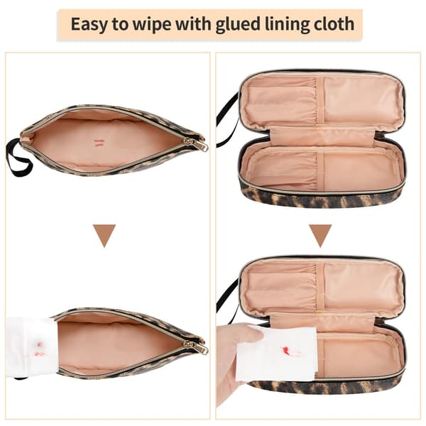 (Leopard Pattern) Cosmetic Bag Small Cosmetic Bag Two-Layer Cosmetic Storage Bag Large Capacity Tra