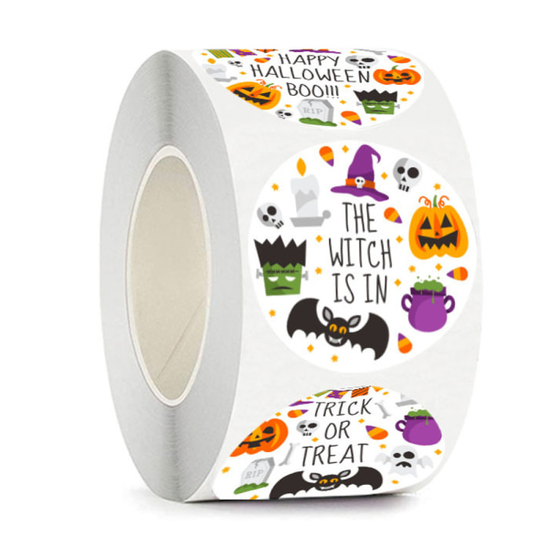 500 stk Halloween-klistermærker til børn, sjove runde segl-klistermærker