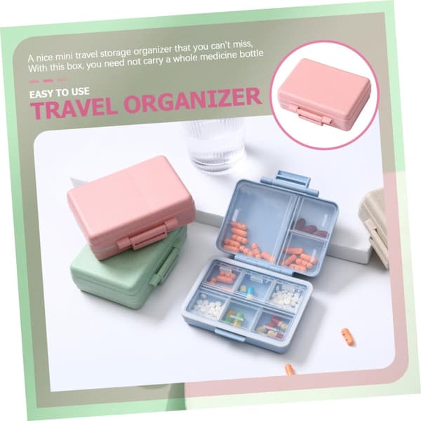 Large Capacity Portable Medicine Box with Pill Compartments - Wheat Straw