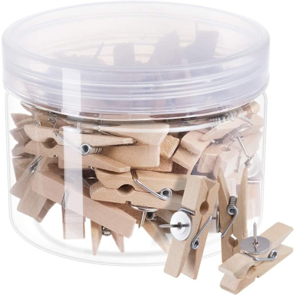 Förpackning med 50 st, Favide Favourde Push Pin med träklämmor Pushpins T
