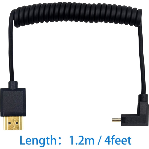 HDMI til standard HDMI-kabel, Micro HDMI til HDMI-spiralfjederkabel,