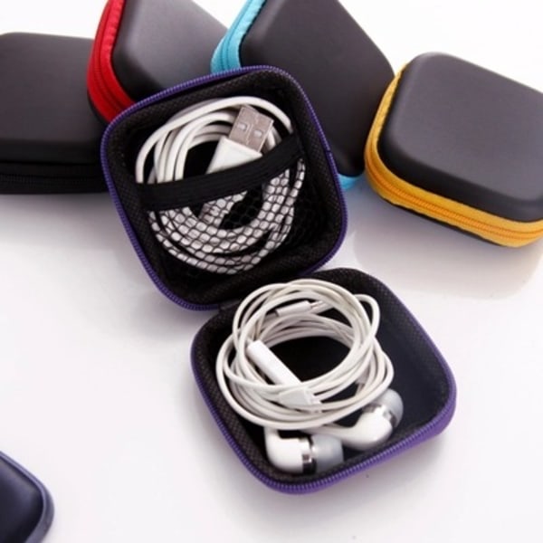 5 stk. In Ear Bud Earphone Headset Hovedtelefon Etui Mini Opbevaring Bærepose Taske med Karabinhager