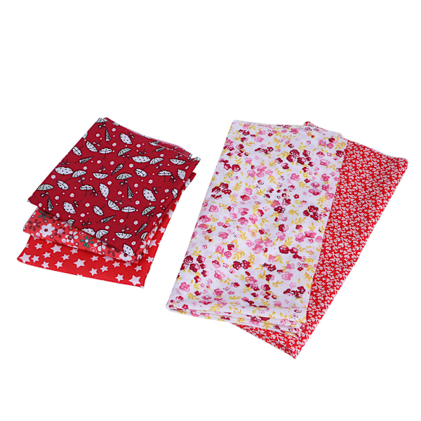 5 st/set DIY handgjord bomullstyg mjuk sömnad quilting tryckt tyg set 50x50cm röd