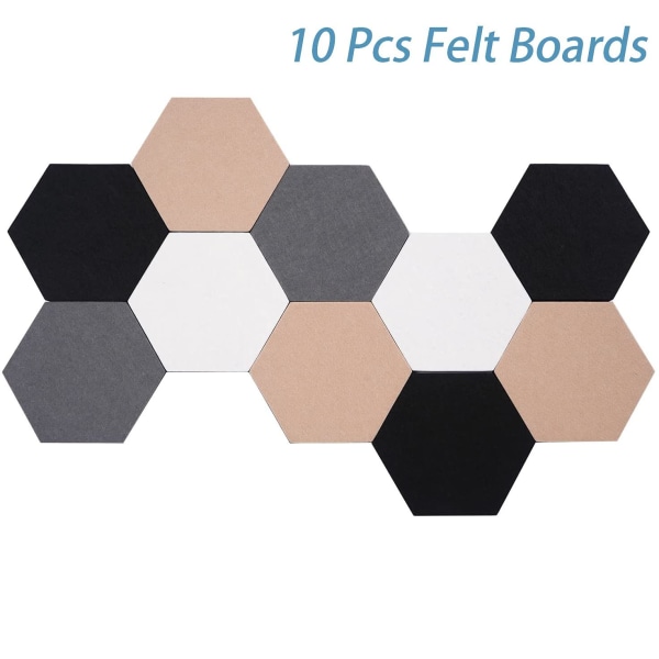 10 st självhäftande filttavlor hexagonformade anslagstavlor för
