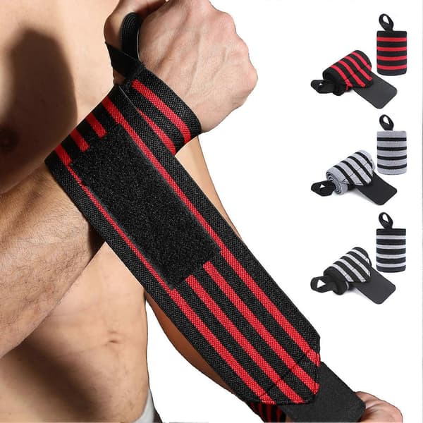 Svart Blå Handledsstödsband - Professionell Kvalitet & Elastisk - för Present & Styrkelyftare - Robust Black 2pcs