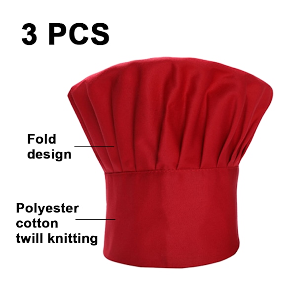 Set med 3-pack vuxenkockmössa vuxen justerbar elastisk bagare