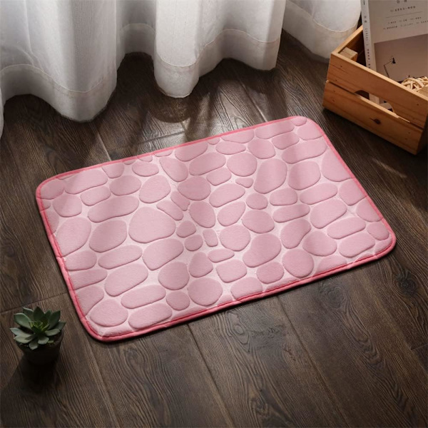 Minnesskum Badrumsmatta, Maskintvättbar Mjuk Halkskydds Badrumsmatta, Absorberande Badrumsmatta för Badrum Badkar (40x60cm, Ljusrosa)