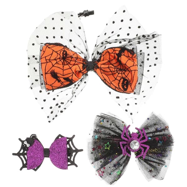 Halloween Hårpynt Sløjfeclips til Dekoration 9 Stk. Edderkoppedesign