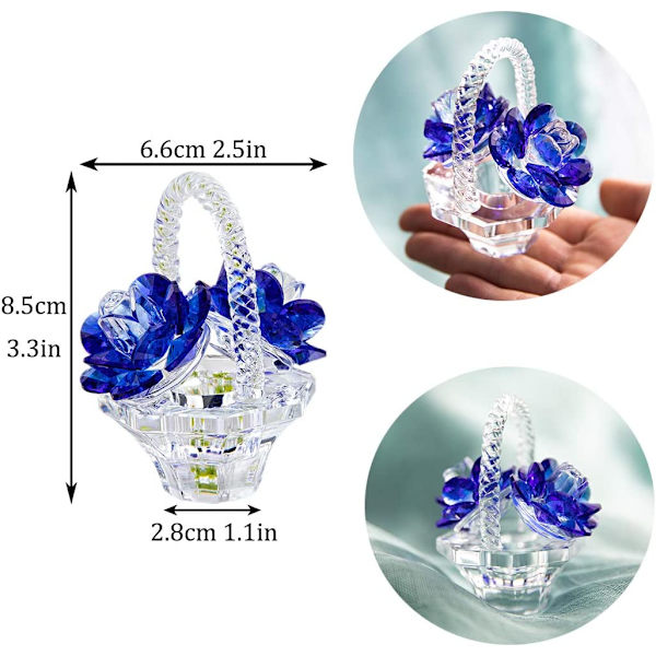 H&D HYALINE & DORA Kristallröd Ros Blomkorg Kristall