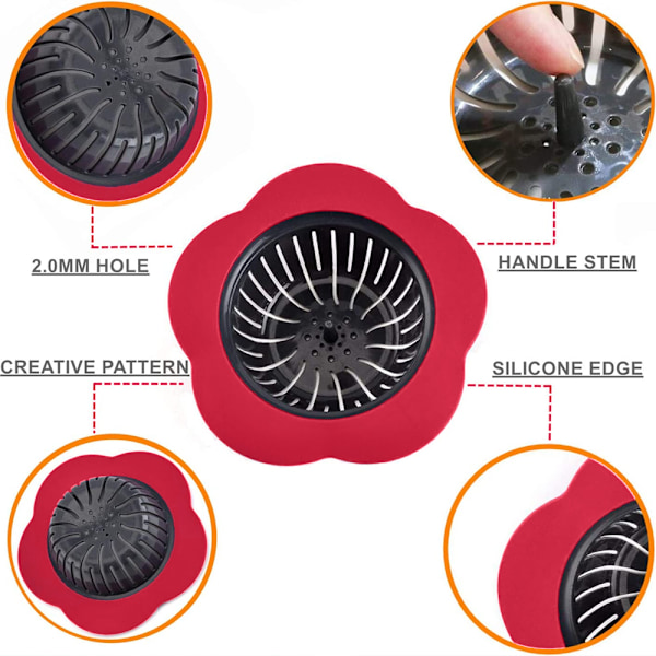 4-pack silikon diskhossil, universell köksavloppsfilter