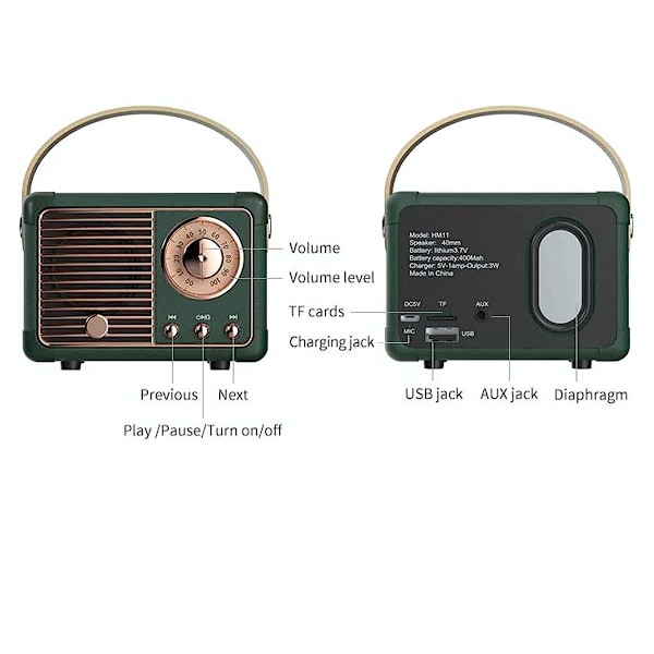 Retro Bluetooth-kaiutin, Vintage-sisustus, Pieni langaton Bluetooth-kaiutin, Söpö vanhanaikainen tyyli