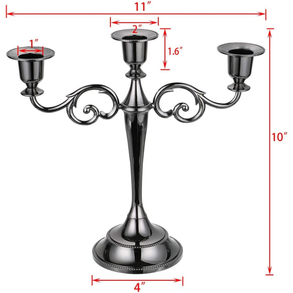 3 Arms Metal Candelabra kynttilänjalka hopea eurooppalainen elegantti