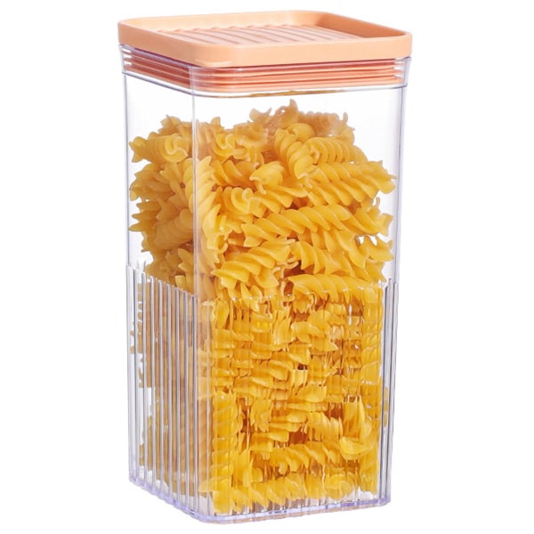 Lufttætte køkkenopbevaringsbeholdere, gennemsigtige plastikbeholdere til korn, kaffe, tørret frugt, pasta (900 ml)