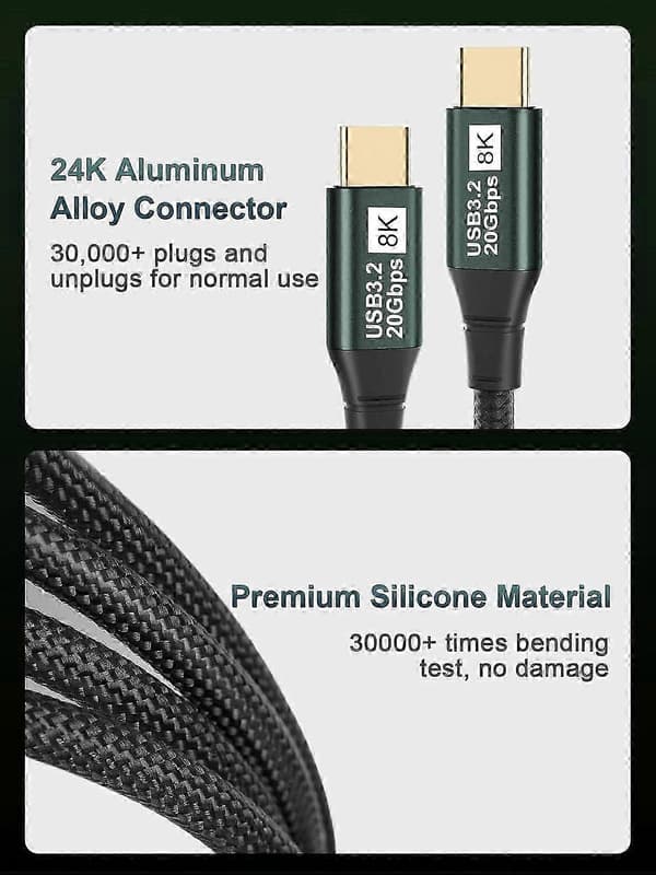 USB C till USB C bildskärmskabel 6.6FT 8K