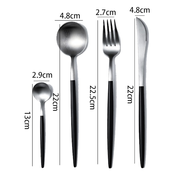 Gull og sølvbestikksett Matt Flatware Set 304 Rustfritt stål Flat