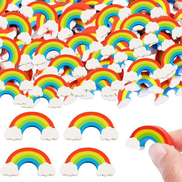 Pakkauksessa 24 sateenkaari pyyhekumia, värikkäitä pyyhekumia, kawaii set, sarjakuva mini sateenkaari pyyhekumia kouluihin, toimistoihin, luonnoshuoneisiin, pojille ja tytöille,