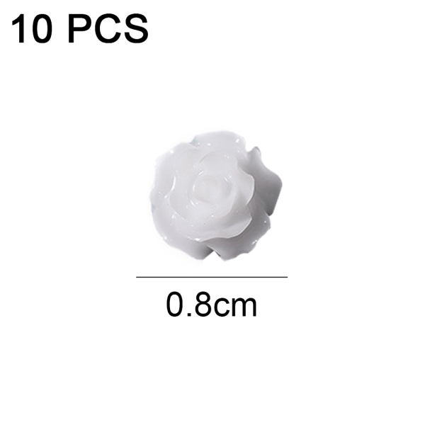 Neglekunst 3D Resin Hvit Rose Blomster Design Aurora Kronblad Negl