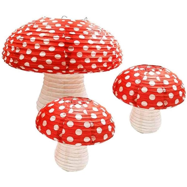 3 stk store soppformede papirlykter