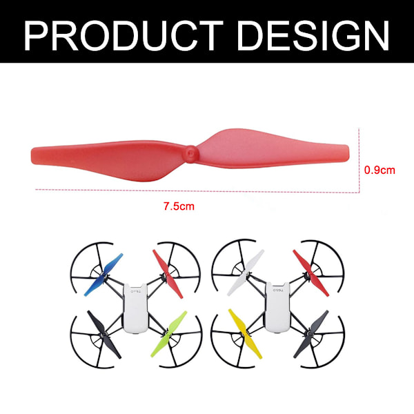 4-färgade propellrar Färgade rekvisita Blad för Tello EDU Drone (Röd/Vit/Svart/Gul)
