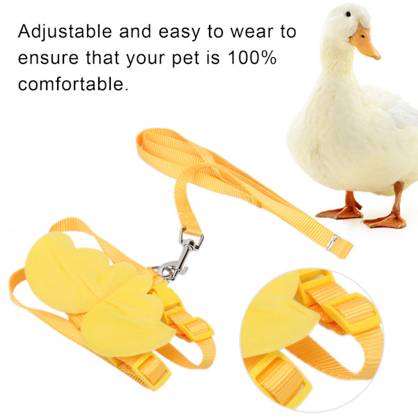 Ducks Traction Rope Justerbar Brystrem Udendørs Gåsele Sele Snor til Kæledyr And Kylling GåsGul XS