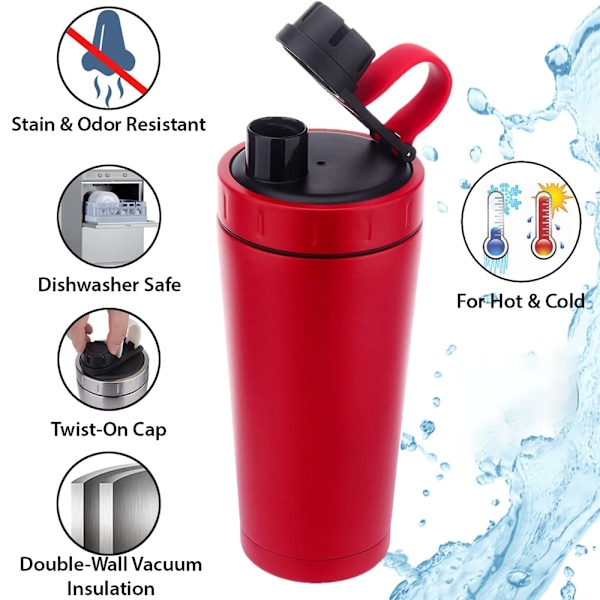 Rustfrit Protein Shaker Flaske i Rustfrit Stål Holder Varmt/Koldt