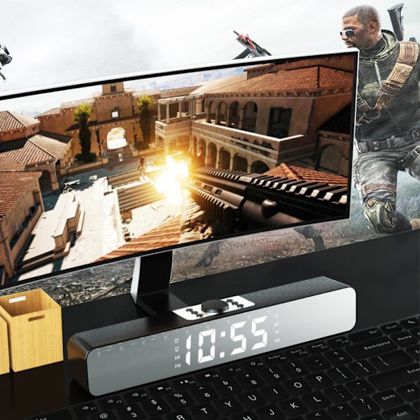USB trådlös Bluetooth minihögtalare med klocka