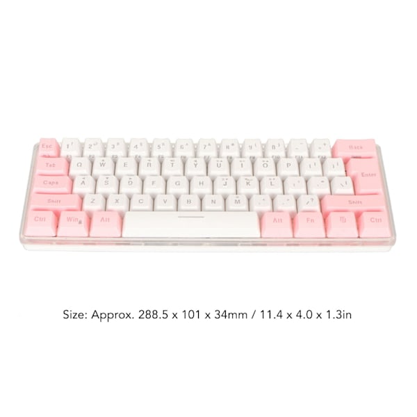 60% Trådbundet speltangentbord RGB Mini-tangentbord Imiterad mekanisk teknik Kompakt 61-tangenters tangentbord för spelare Skrivare Rosa Vit