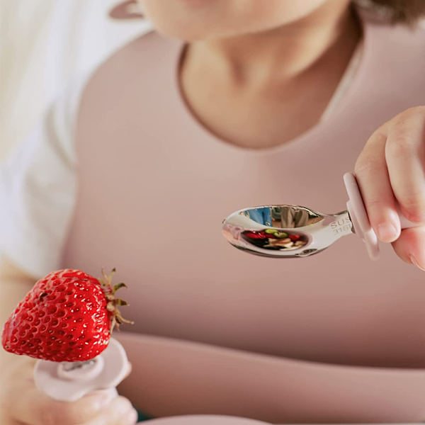 Børneske med gaffel og ske, babyske til selvadfodring af småbørn