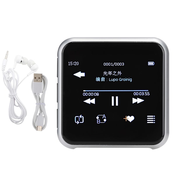 HBNKH H-R320S 2,3 tum 320x240 TFT Full Touch Screen Bluetooth 5.0 Musikspelare Svart16G