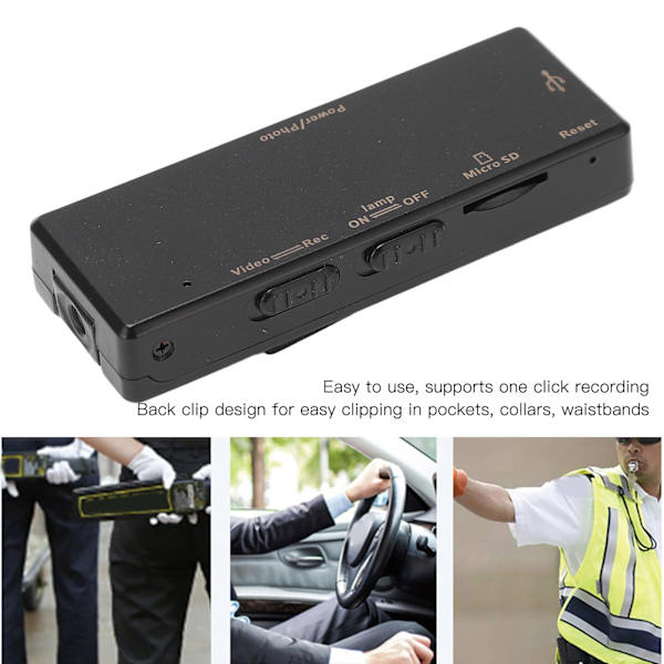 Mini-runkokamera Yökuva HD1080P 90 asteen kamera Tukee 128 Gt:n puettavaa videonauhuria pidikkeellä kotiin ja urheiluun
