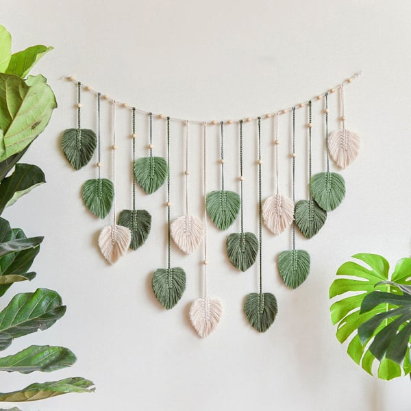 Makramee seinävaate Boho koristeellinen seinäkoriste makuuhuoneen esteettinen huoneen seinäkoriste Makramee-seppele Käsintehdyt kodin koristeet 120 cm 16