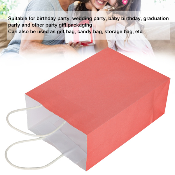 10 stk bærbar kraftpapirpose emballasje gavepose tilbehør for shopping bursdagsfester 15 x 8 x 21 cm rosa