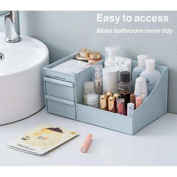 Makeup-arrangør, multilagsdesign, blå, 28,5*17,5*12,5 cm