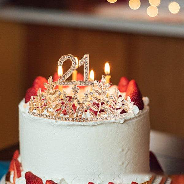21:a födelsedagssash och strasstiara-kit, Happy 21:a födelsedagspresenter till henne 21:a födelsedagsdekorationer för kvinnor