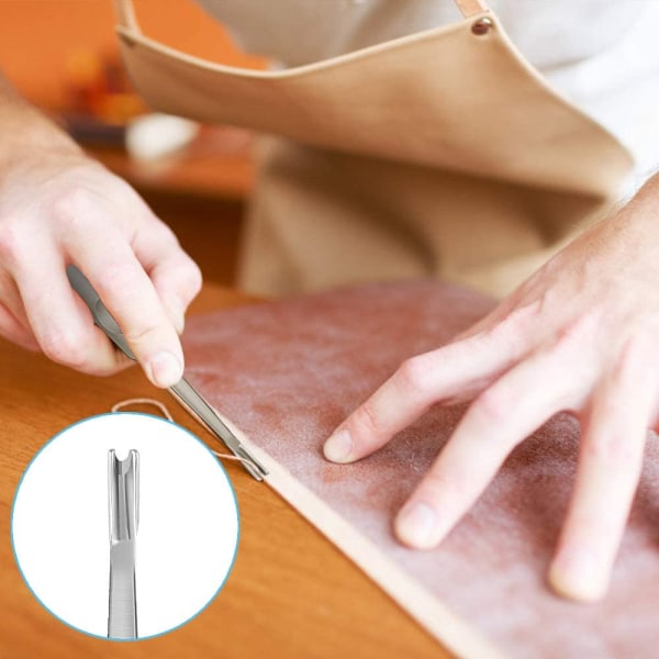 8 st DIY läder U / V-formad spårare handgjorda läderverktyg,