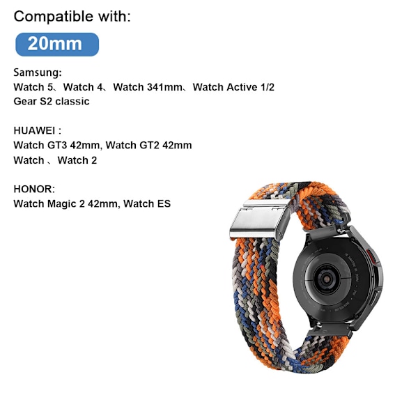 Sport Nylon Flätad Rem 20mmKompatibel med Samsung