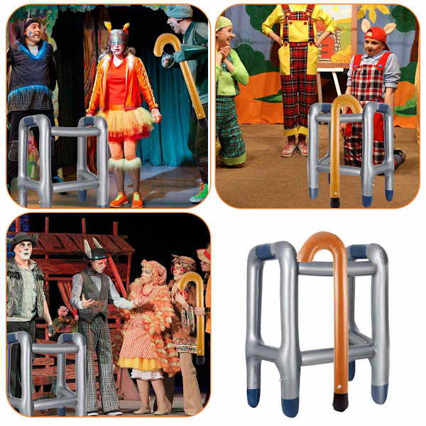 Uppblåsbar Rollator & Käpp Leksak, Uppblåsbar Kostymaccessoar för Gammal Mans Kostym, Roliga Presenter \"Över Kullen\" för Maskeradfester, Firanden &