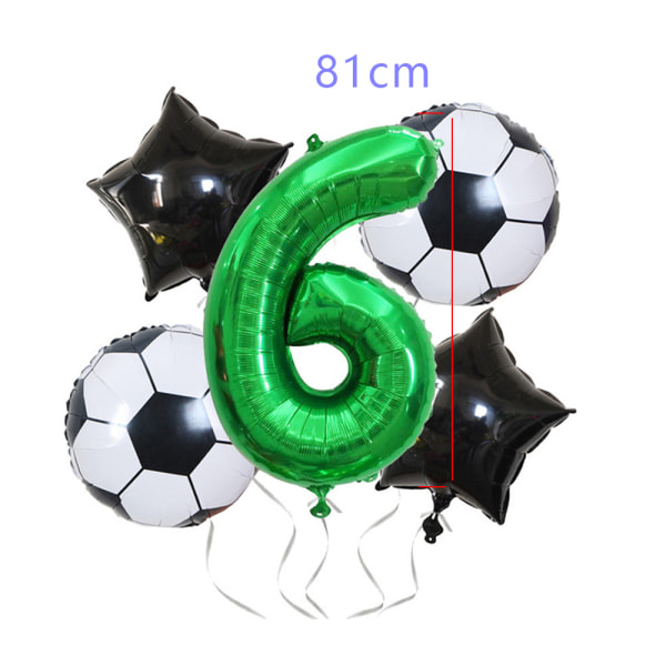 Fotball nummer femspiss stjerne folieballonger til bursdag