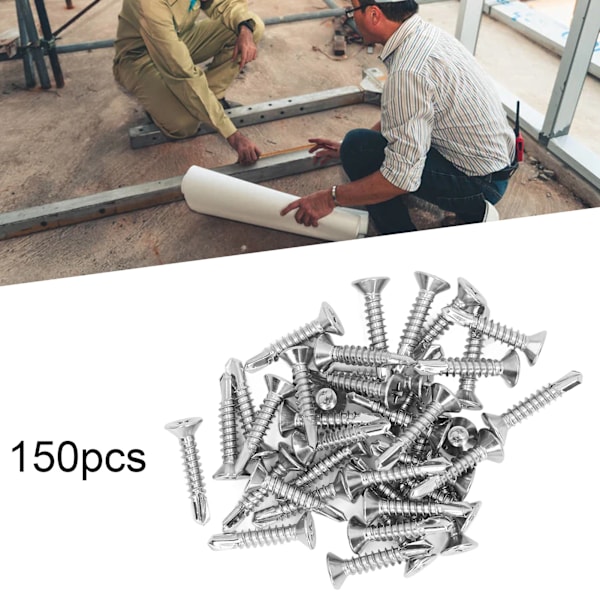 150Pcs Self Drilling Screw 304 Stainless Steel Cross Countersunk Screws for Industry Home M4.8-16