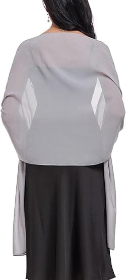 Shawls and Wraps Soft Chiffon Scarf for Evening Dresses Wedding Stole grey