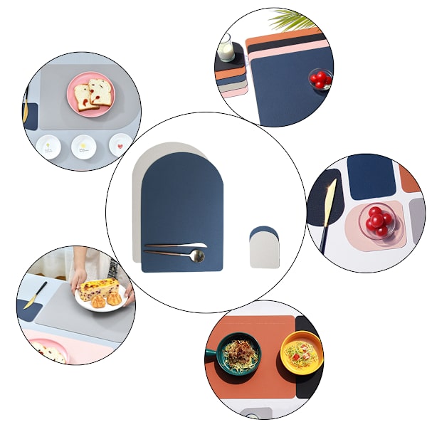 3 st läder placemats hotell restaurang halkfria vattentäta isoleringsmattor kreativa bröd bordsunderlägg