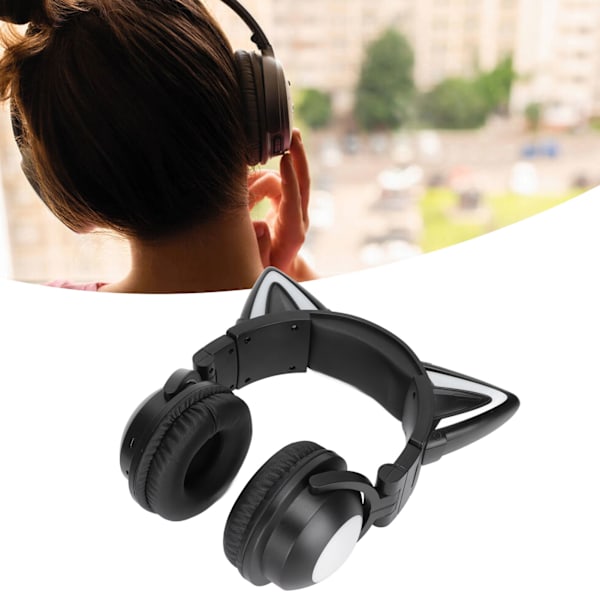 Cat Ear Bluetooth Headset Stereo Headset with Microphone LED Cute Cat Headset for Girls Children