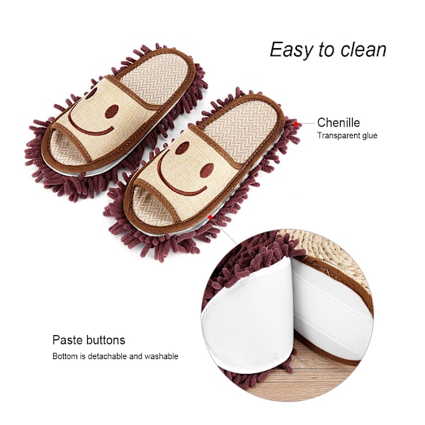 Multi Function Non Slip Floor Dust Cleaning Slippers Shoes Mop House Cleaner Coffee