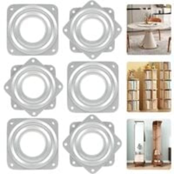 360 graders roterande skivspelare 6 delar metall Lazy Susan skivspelare Lazy Susan TV skivspelare 4 fyrkantig skivspelare kullager svängplatta för kontor