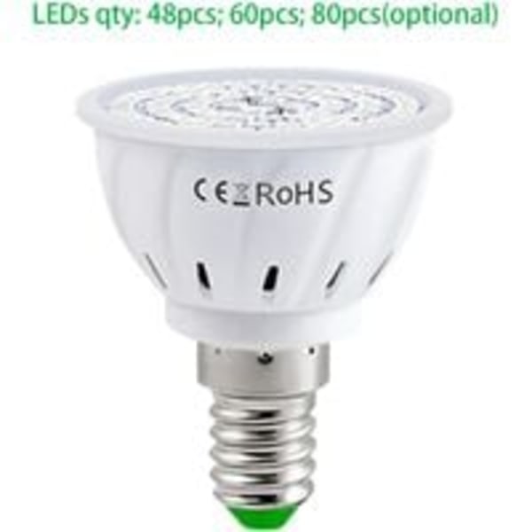 AC220V Full Spectrum LED-växtlampa E14 med 60 LED-växtlampa för hydroponisk växthus inomhusväxter