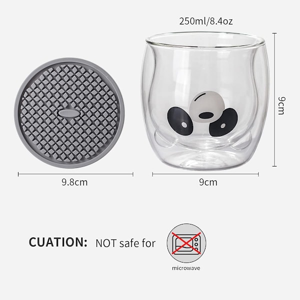 Söta muggar Dubbelväggig glas Panda Mugg Klar Kaffe Mugg Mjölkkopp