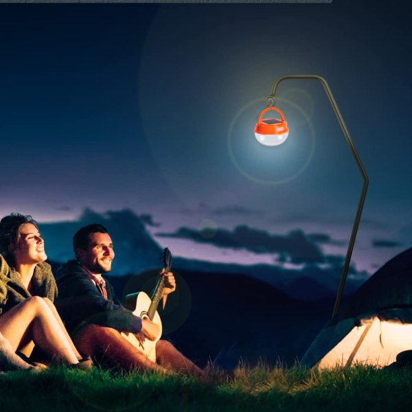 Solar lampa uppladdningsbar glödlampa utomhus bärbar vattentät camping orange