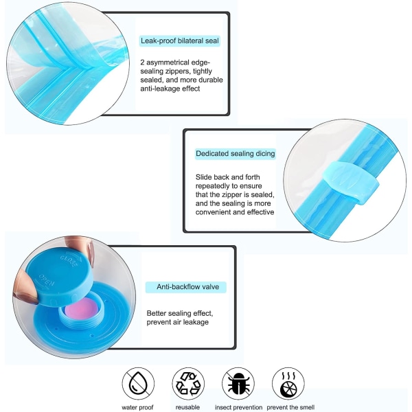 Pakke med genanvendelige vakuumopbevaringsposer til tøj, dyner, puder,