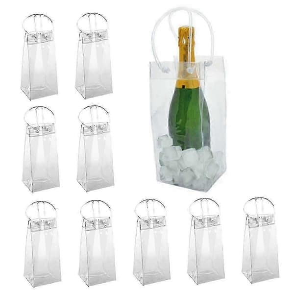 10-pack genomskinliga PVC-vinkylväskor - Bärbara ispåsar för champagne- och vinflaskor - I lager